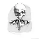 skeleton hanging off of a collar bone tattoo design idea