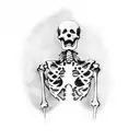 skeleton hanging off of a collar bone tattoo design idea