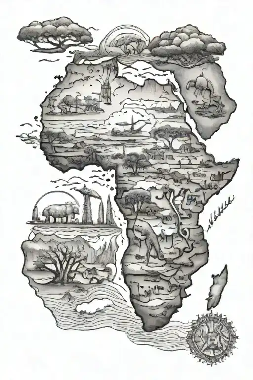 africa continent tattoo design idea