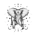 Elephant constellation with Scorpio, Gemini, and Aries symbols tattoo design idea