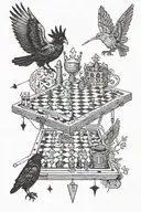 neo expressionism, backgammon, crown, car, four leaf clover, basquiat crown, angel, crows tattoo design idea