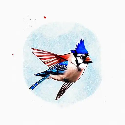 bluejay fighting Cardinal  tattoo design idea