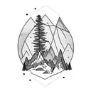 hiker in mountains with his memories in his backpack and add quote that says The best view comes after the hardest climb tattoo design idea