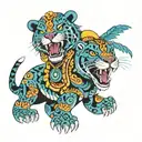 tezcatlipoca and a jaguar tattoo design idea