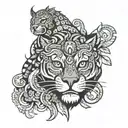 tezcatlipoca and a jaguar tattoo design idea