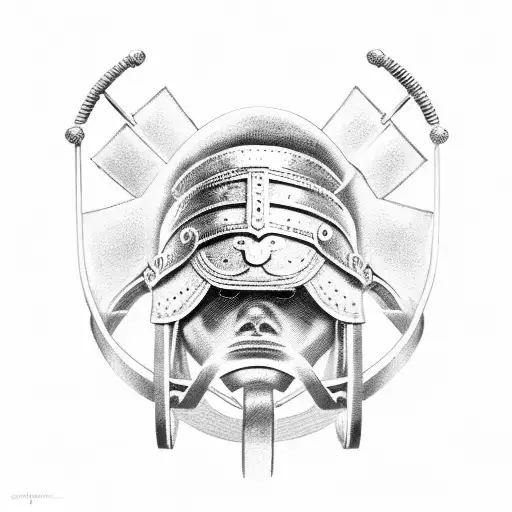 a gladiator helmet with the words 'Dare Greatly' tattoo design idea