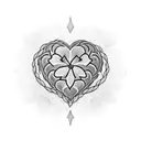 A heart-shaped geranium surrounded by traditional tattoo elements, symbolizing the love and dedication of motherhood. tattoo design idea