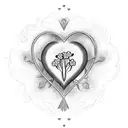 A heart-shaped geranium surrounded by traditional tattoo elements, symbolizing the love and dedication of motherhood. tattoo design idea