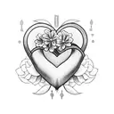 A heart-shaped geranium surrounded by traditional tattoo elements, symbolizing the love and dedication of motherhood. tattoo design idea