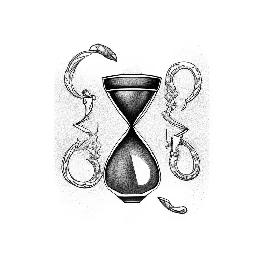 hourglass with a justice balance on top tattoo design idea