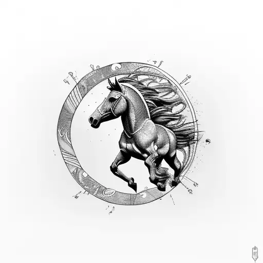 horse of war tattoo design idea