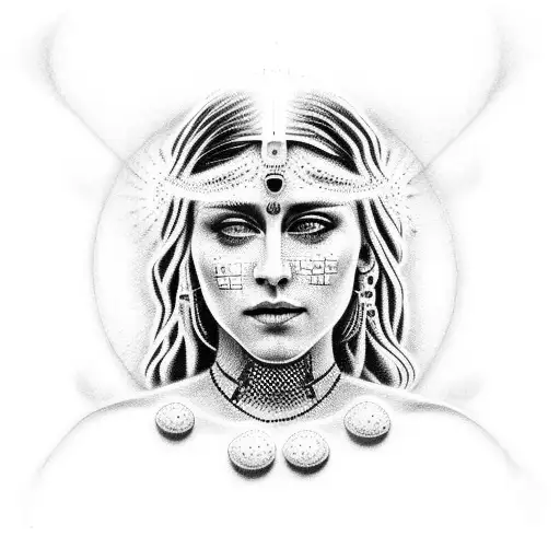neotribal with dot work Madonna and Jesus  tattoo design idea