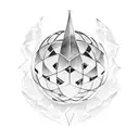 bald, African warrior holding a sphere silhouette tattoo design idea