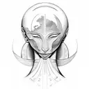 bald, African warrior holding a sphere silhouette tattoo design idea