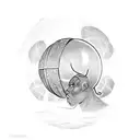 bald, African warrior holding a sphere silhouette tattoo design idea