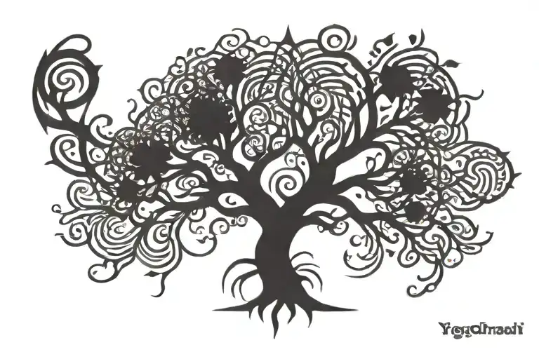 Yggdrasil tree tattoo design idea