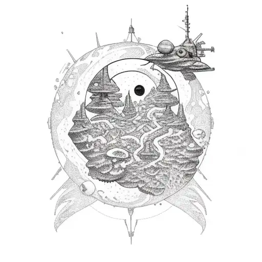 biome levels from Mariana's trench to outer space  tattoo design idea