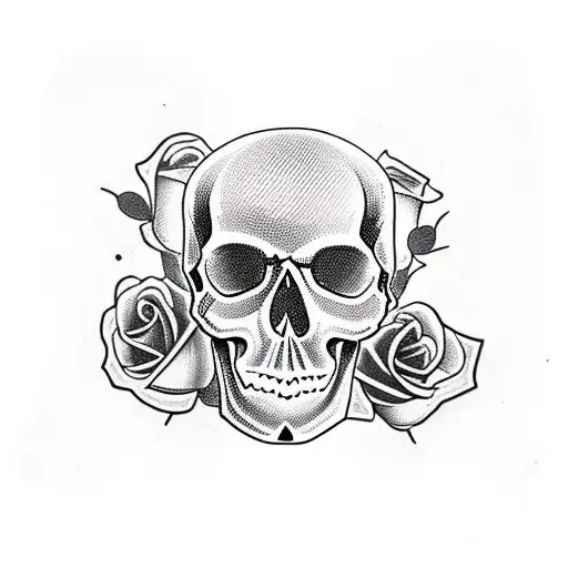 Skull Tattoo Template Black White Retro Sketch Free Vector Free Download |  Vectors File
