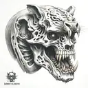 saber tooth tiger skull tattoo design idea