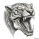 saber tooth tiger skull tattoo design idea
