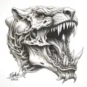 saber tooth tiger skull tattoo design idea