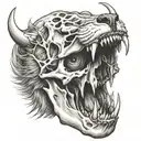 saber tooth tiger skull tattoo design idea