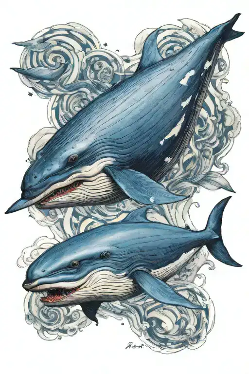 blue whale tattoo design idea