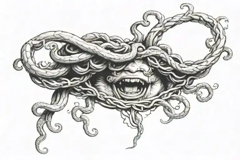 medusa face real heart  tattoo design idea
