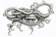 medusa face real heart  tattoo design idea