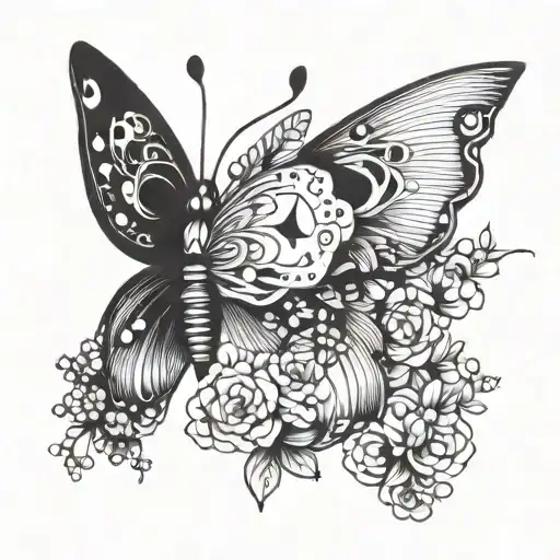 Shy butterfly and include social media icons tattoo design idea