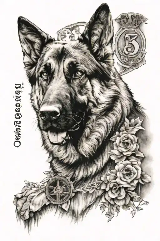 Number 13 combined with Germany and a german shepherd tattoo design idea