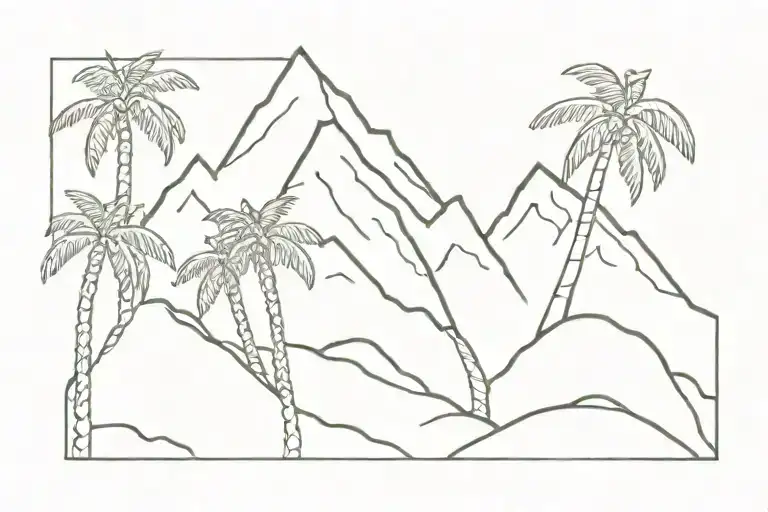 mountain wave palm tree  tattoo design idea