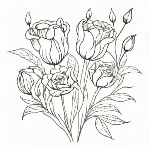 tulips and roses tattoo design idea