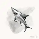 A shark´s fin that is on the surface of the sea, whose reflection in the water forms the letter A tattoo design idea