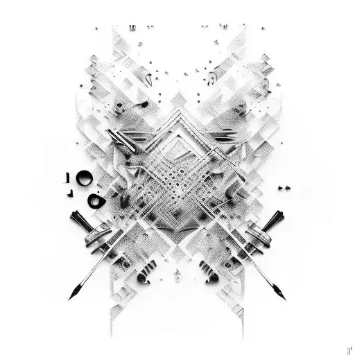 A combination of musical instruments, high-end fashion pieces, and luxury cars forming an abstract and artistic composition tattoo design idea