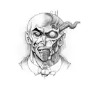 A split face design with one side representing Dr. Jekyll and the other side representing Mr. Hyde tattoo design idea