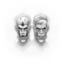 A split face design with one side representing Dr. Jekyll and the other side representing Mr. Hyde tattoo design idea
