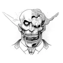 A split face design with one side representing Dr. Jekyll and the other side representing Mr. Hyde tattoo design idea