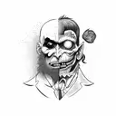 A split face design with one side representing Dr. Jekyll and the other side representing Mr. Hyde tattoo design idea