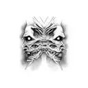 A surreal representation of the transformation between Dr. Jekyll and Mr. Hyde, with intricate details and shading tattoo design idea