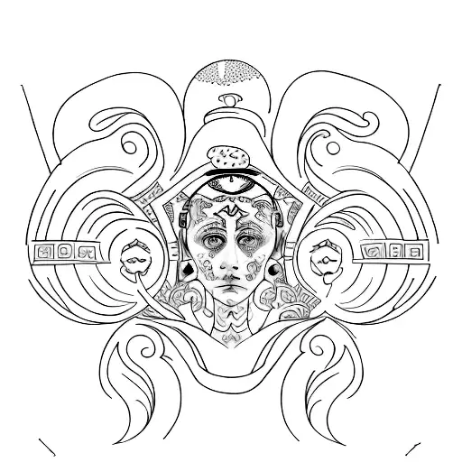 Design a tattoo that combines Renaissance portraits with intricate psychedelic patterns tattoo design idea