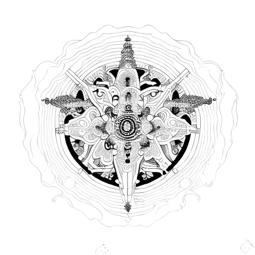 Combine elements of Renaissance art with psychedelic patterns tattoo design idea