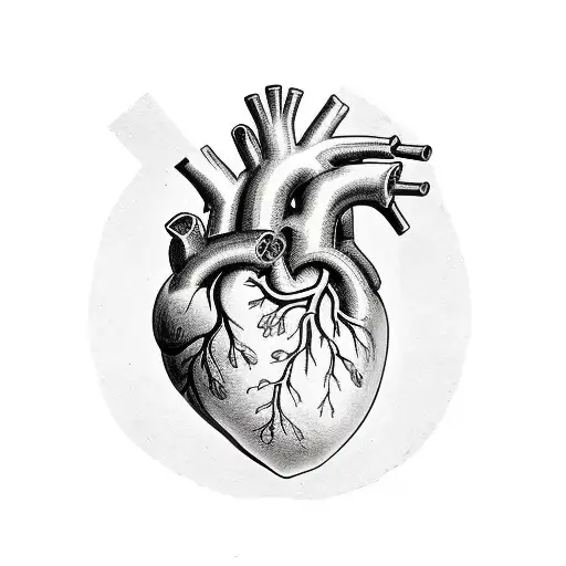 Anatomical heart with medicinal herbs intertwined tattoo design idea