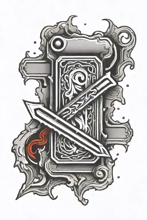 razor blade with blood tattoo design idea