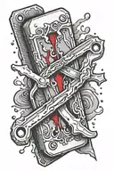 razor blade with blood dripping tattoo design idea