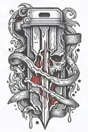razor blade with blood dripping tattoo design idea