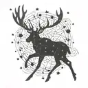 A cosmic deer constellation incorporating the names Anna, Fred, Astrid, and Rachelle in a unique way tattoo design idea