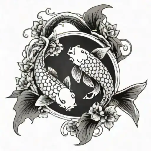 Carpe Koi Yin Yang Cerisier tattoo design idea