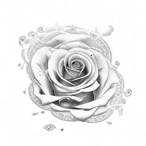 rosa dei ventio con orologio da taschino e numeri romani tattoo design idea