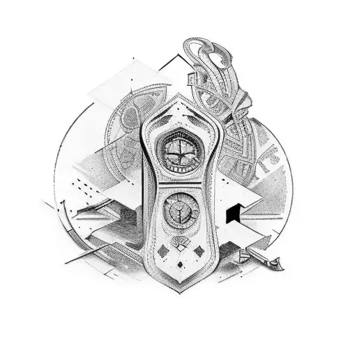 bussola con orologio da taschino e numeri romani tattoo design idea